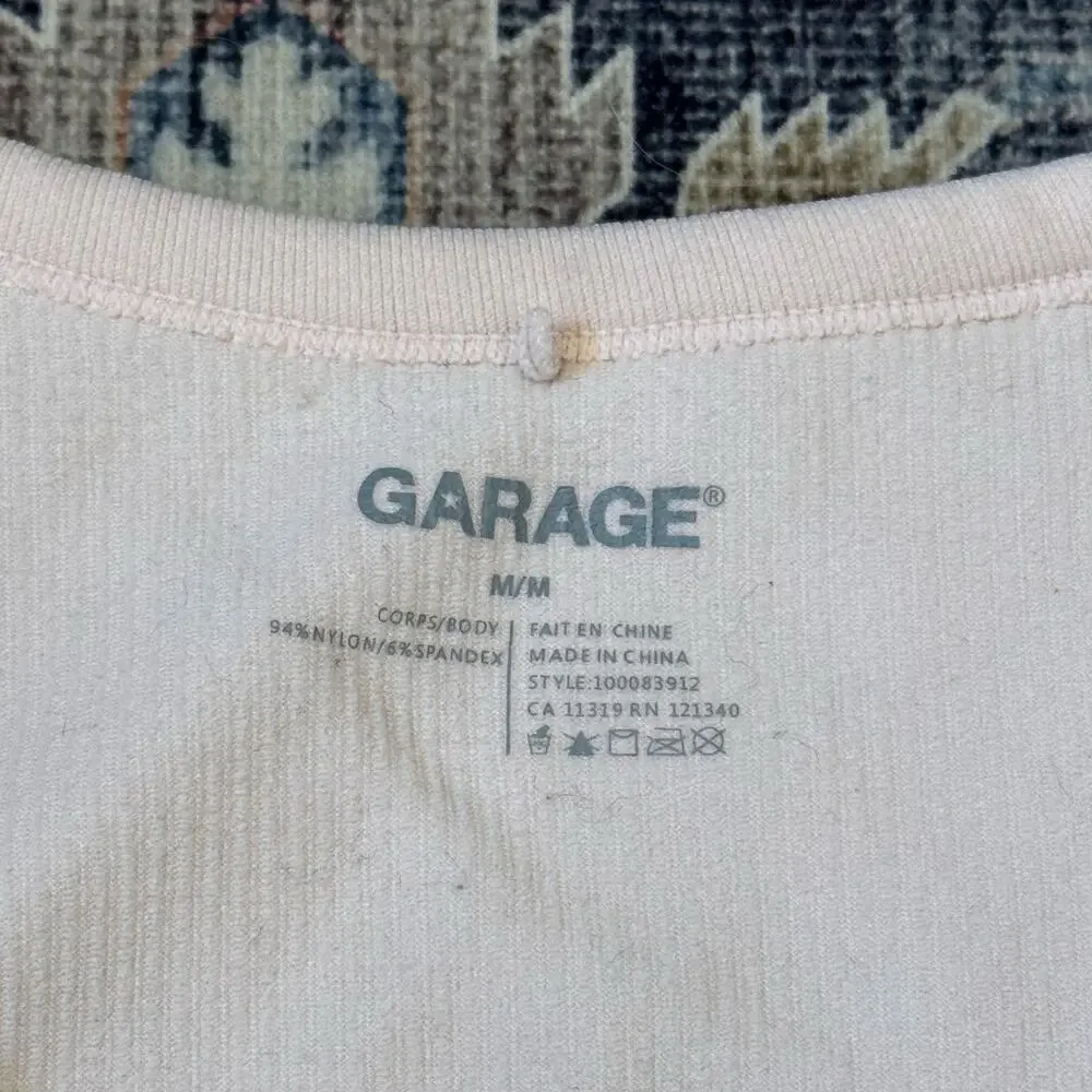 Garage Sonia Seamless Long Sleeve Cropped Top Chalk Pink Women’s Size Medium